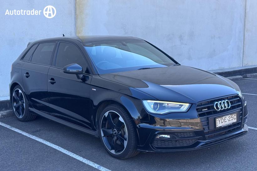 The black 2015 Audi A3 on the lot at Terry's Autos